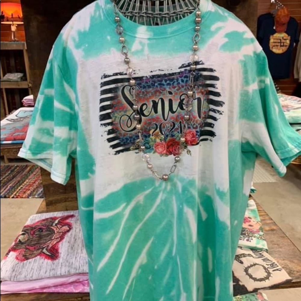 Hand Bleached Sublimation Senior 2021 tees